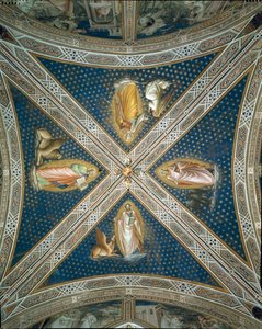 Fresques de la voûte dans la sacristie représentant les quatre évangélistes, 1387 - Aretino Luca Spinello or Spinelli